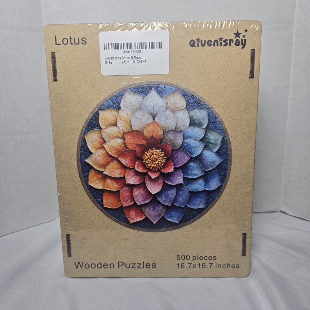 New Qiuenisray Lotus Flower Wooden Puzzle 500 Pieces Zen Hobby Colorful Peaceful